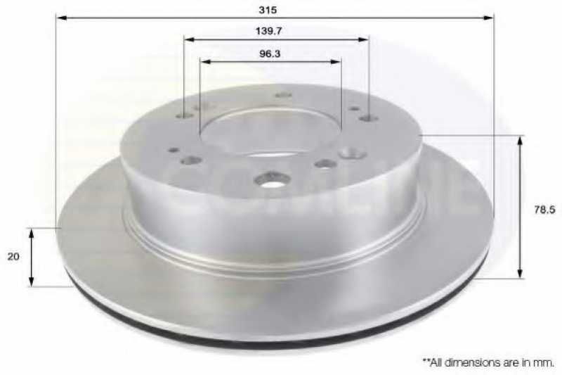 Fren Diski Arka Havali 5 Bjn 315X20X96,2X78,5 Kia Sorento I Jc 2.5 Crdi 2002-2009  Sorento I Jc 2.5 Crdi 2002-2009