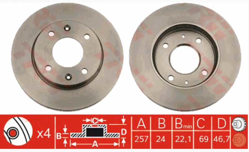 Elantra Matri̇x Magenti̇s Ön Fren Di̇sk 257Mm 1.5 01-
