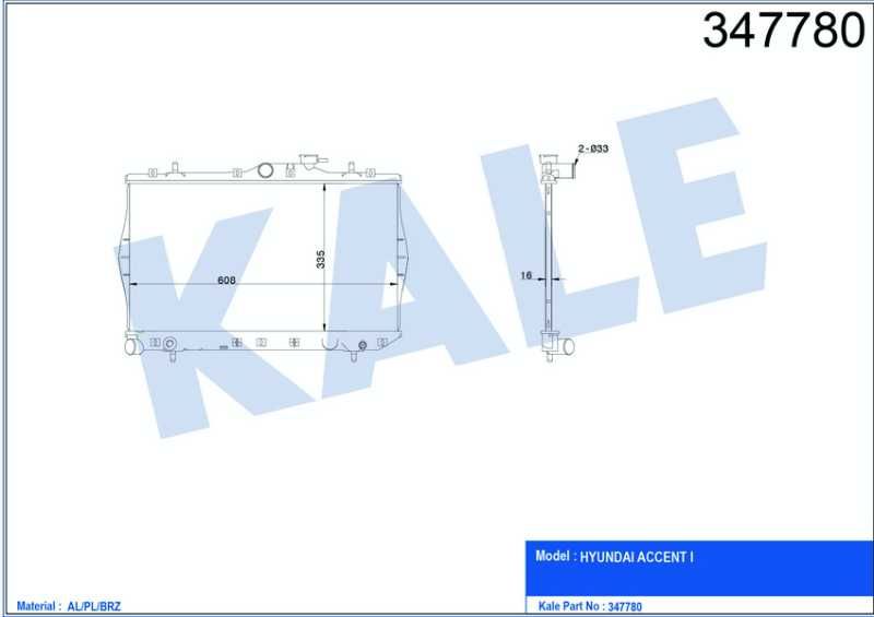 Hyundai̇ Accent Su Radyatörü 1994-2000 Model 1.3 1.5 Motor   25310-22005