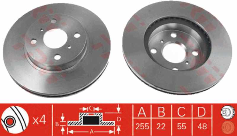 Toyota Corolla Ön Fren Di̇sk 255Mm Ae101 95-01 Enjeksi̇yonlu