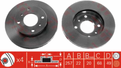 Pri̇mere Almera Fren Di̇ski̇ Ön Adet 257Mm  96-00 P11